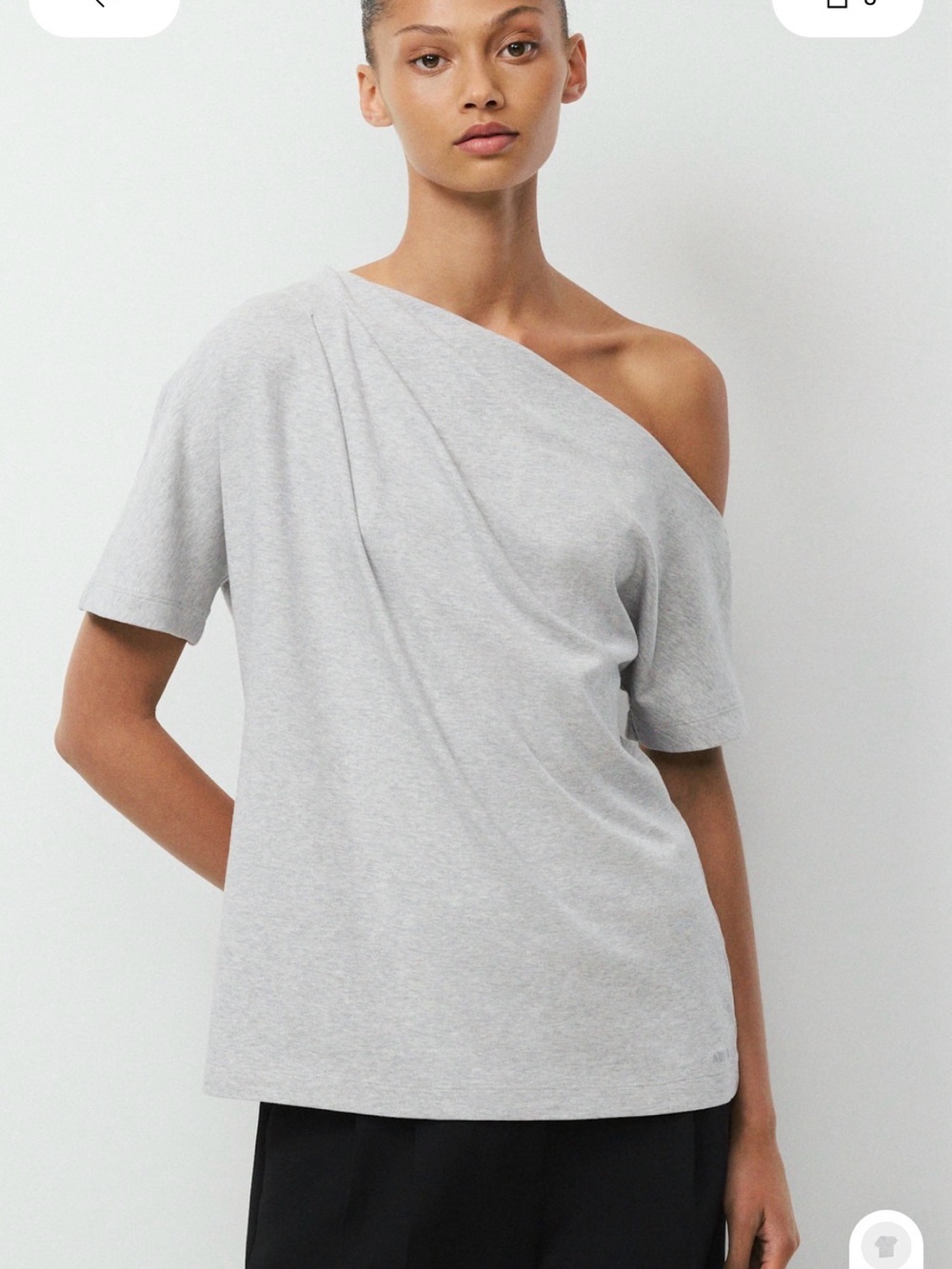 Aritzia Light Gray Off-Shoulder Short Sleeve Top